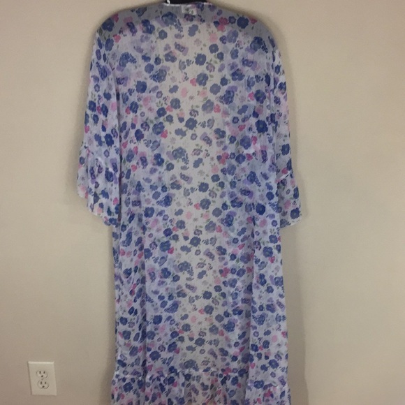 Loft Outlet Semi-Sheer Floral Duster Robe with Ruffle Size XS/S - Picture 5 of 11